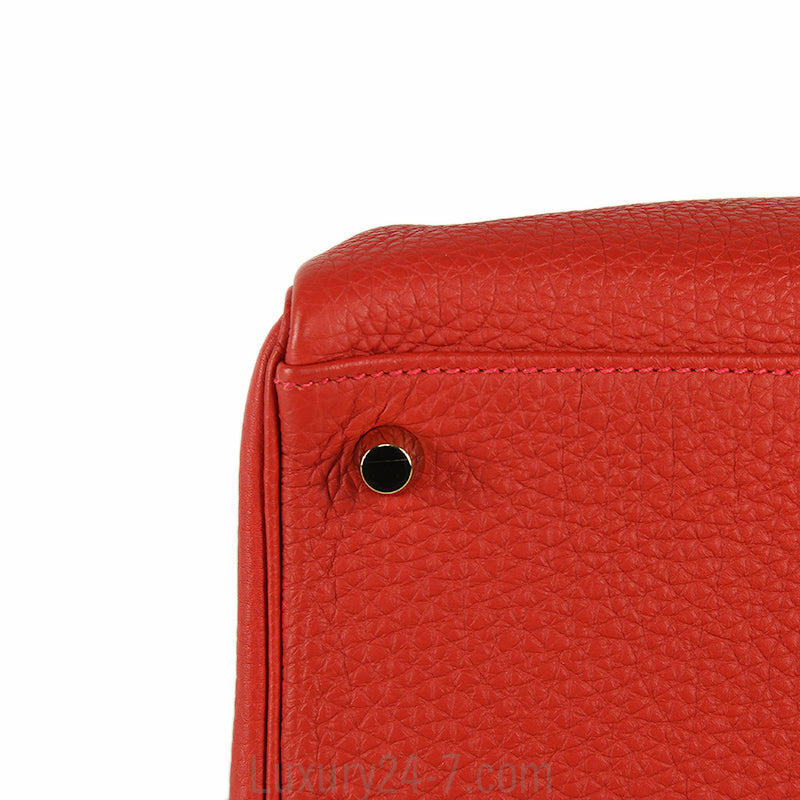 Hermes 35cm Geranium Togo Retourne Kelly Bag GHW