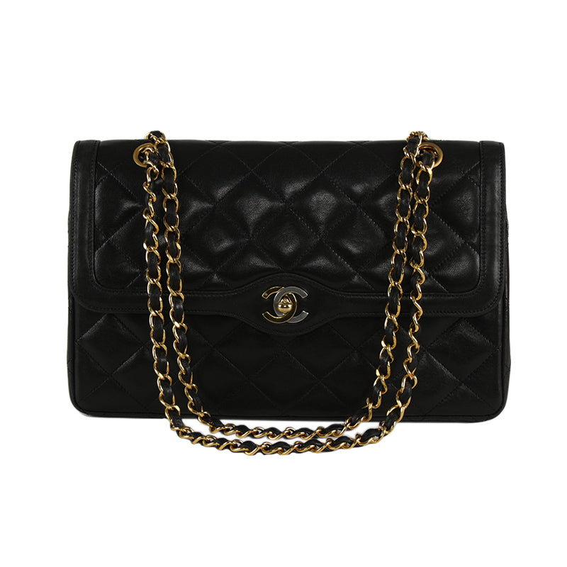 Chanel Limited Edition Paris Gold & Silver Hardware Double Flap Bag