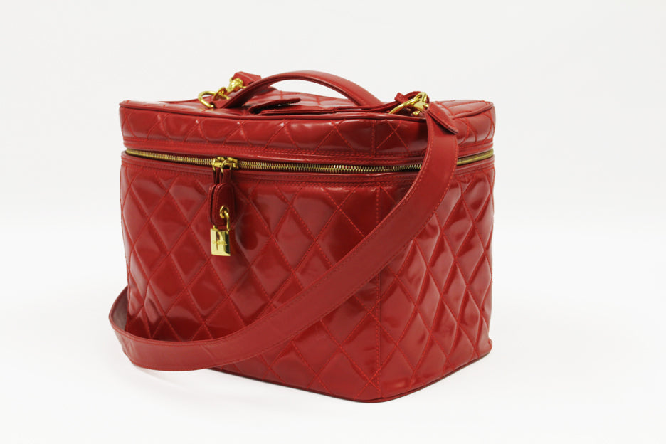 Chanel Red Patent Make-Up Travel Case