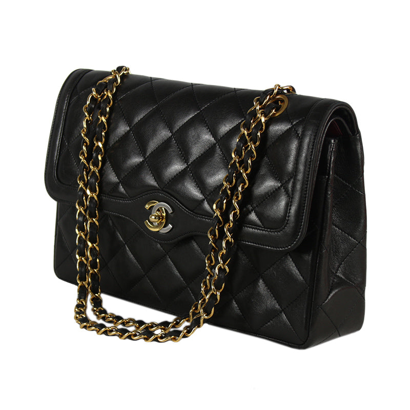 Chanel Limited Edition Paris Gold & Silver Hardware Double Flap Bag