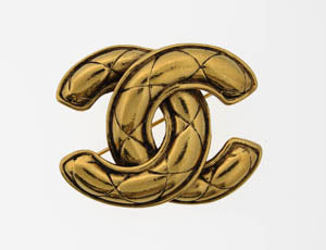 Chanel Gold Tone Large "CC" Brooch