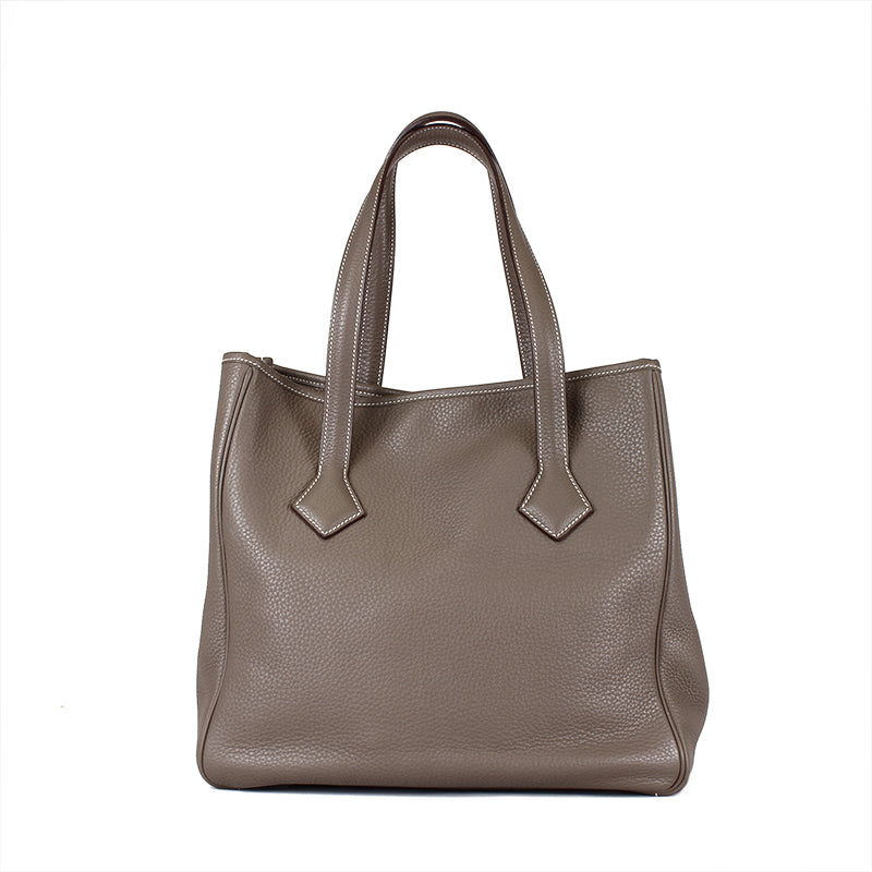 Hermes Clemence Victoria II Cabas 32 Etoupe Tote Bag