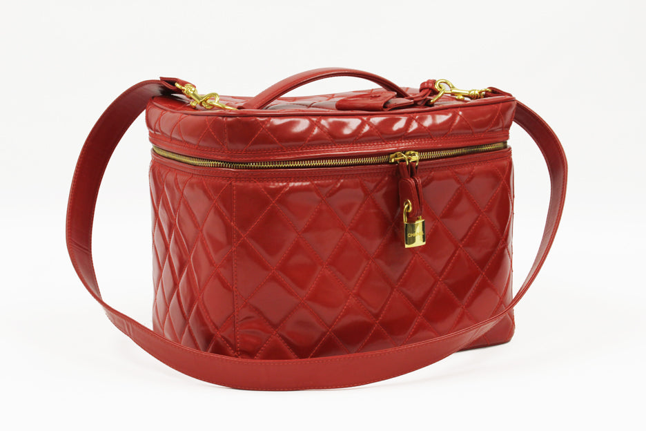 Chanel Red Patent Make-Up Travel Case