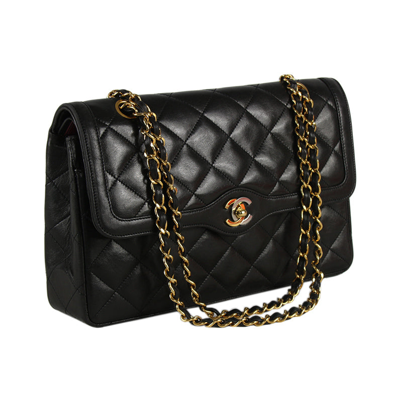 Chanel Limited Edition Paris Gold & Silver Hardware Double Flap Bag