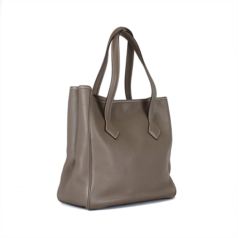 Hermes Clemence Victoria II Cabas 32 Etoupe Tote Bag