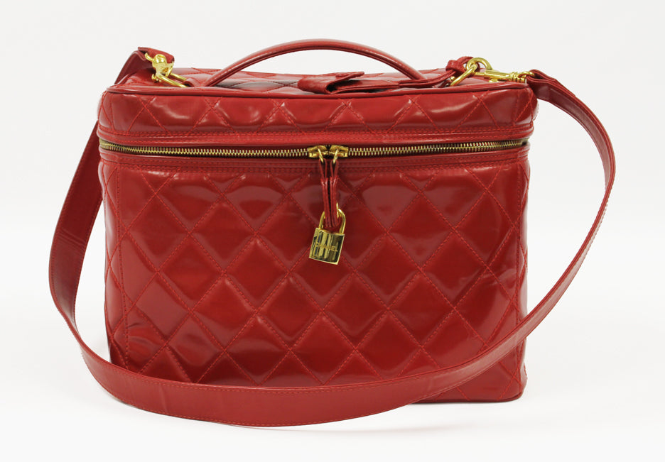 Chanel Red Patent Make-Up Travel Case