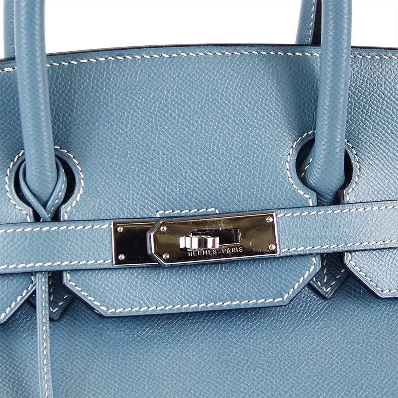 Hermes Blue Jean Epsom Leather 35cm Birkin Bag with Palladium Hardware