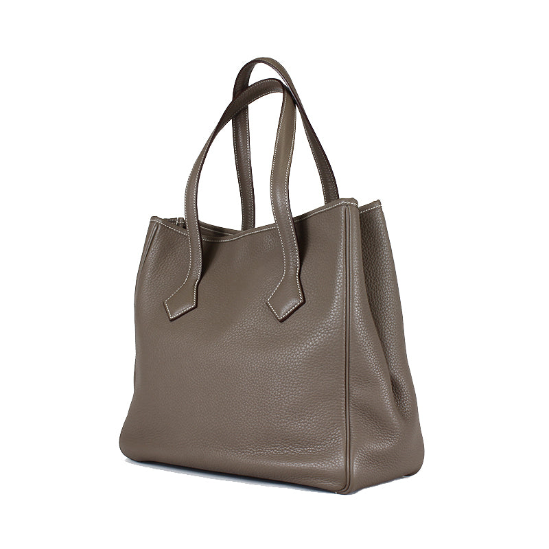 Hermes Clemence Victoria II Cabas 32 Etoupe Tote Bag