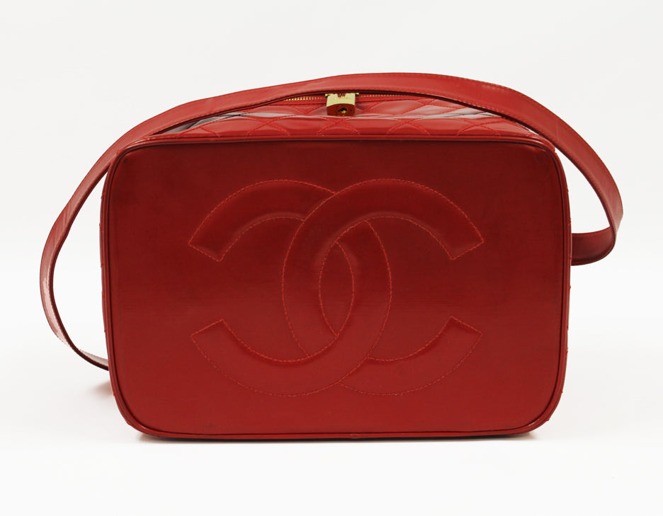 Chanel Red Patent Make-Up Travel Case