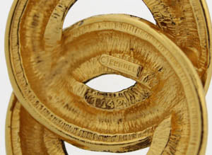 Chanel Gold Tone Large "CC" Brooch