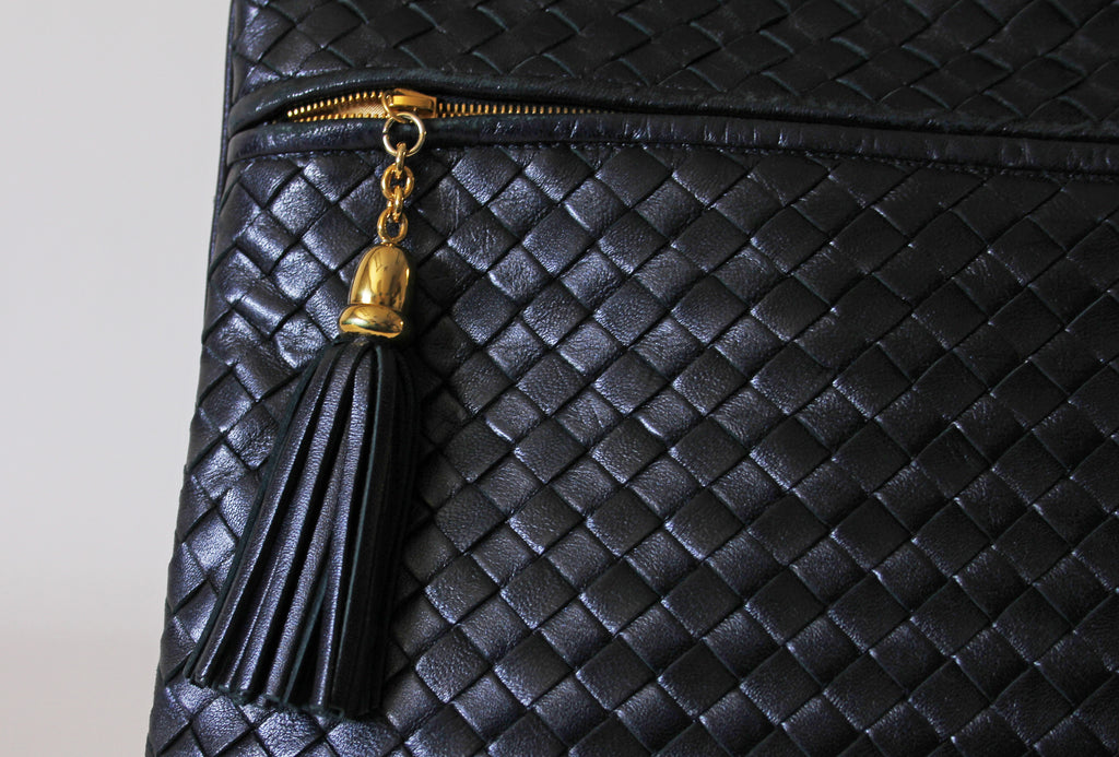 Bottega Veneta Navy Leather Shoulder Bag