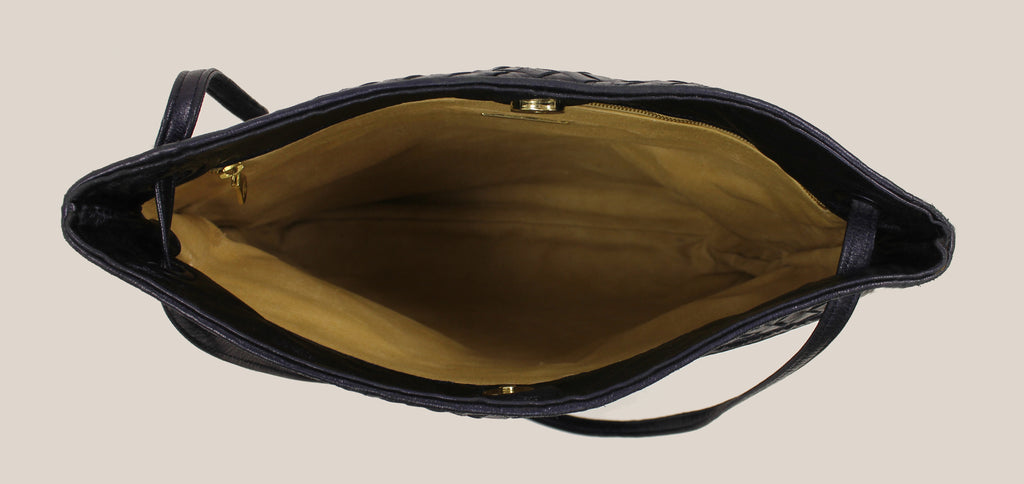 Bottega Veneta Navy Leather Shoulder Bag