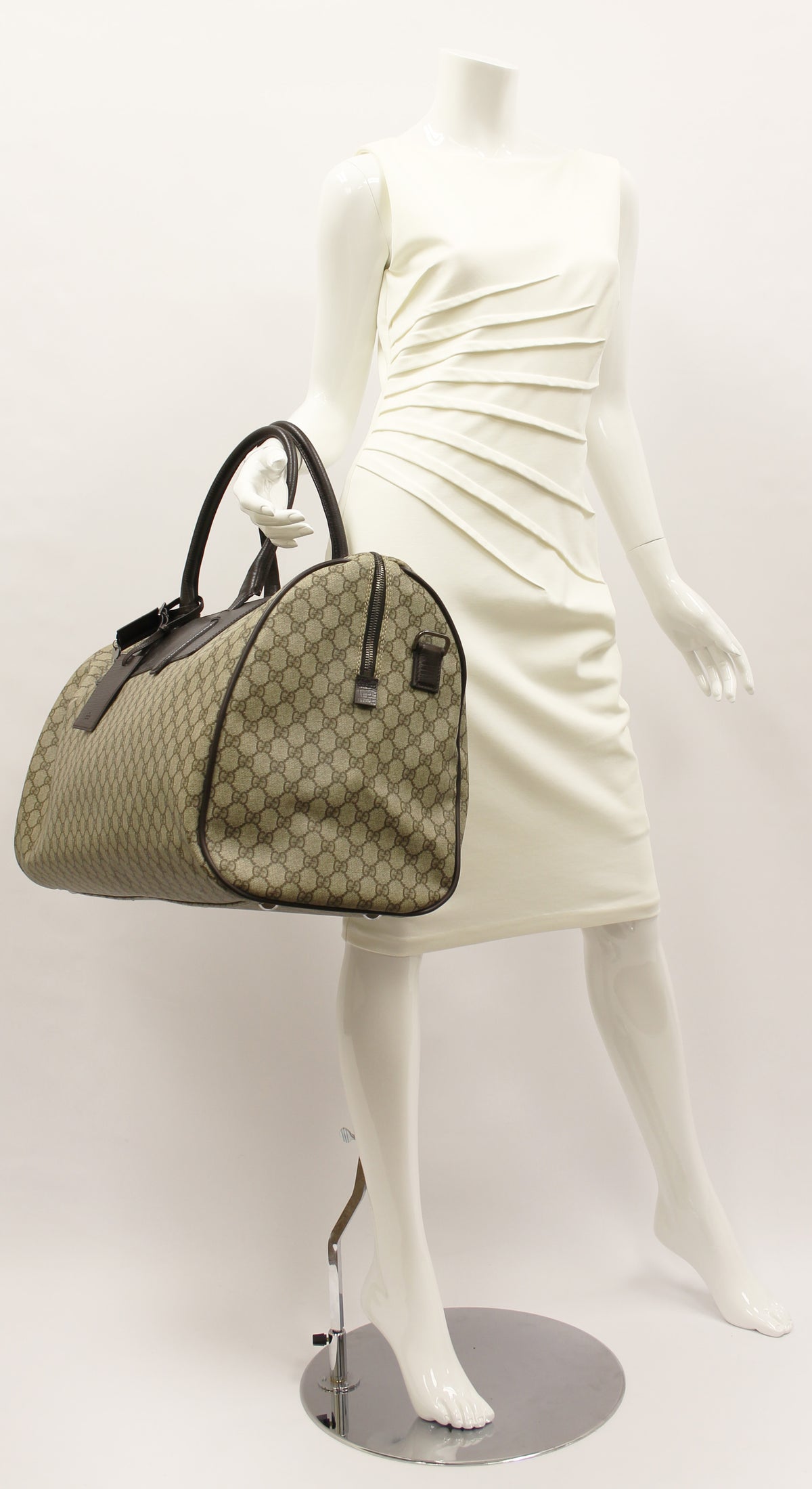 Apricot Gucci Monogram GG Large Duffle Travel Bag