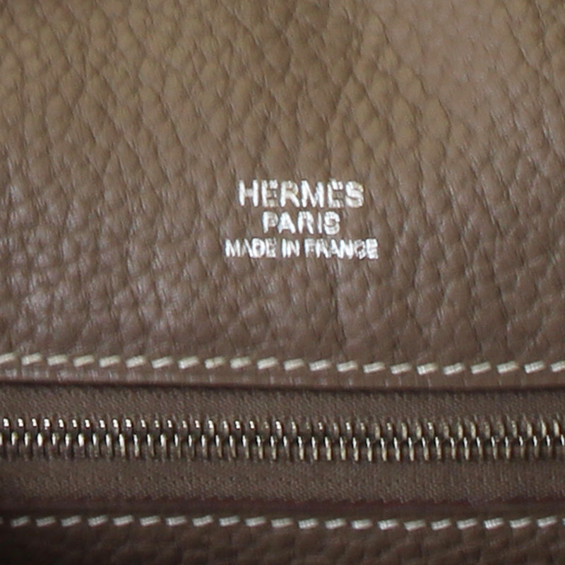 Hermes Clemence Victoria II Cabas 32 Etoupe Tote Bag