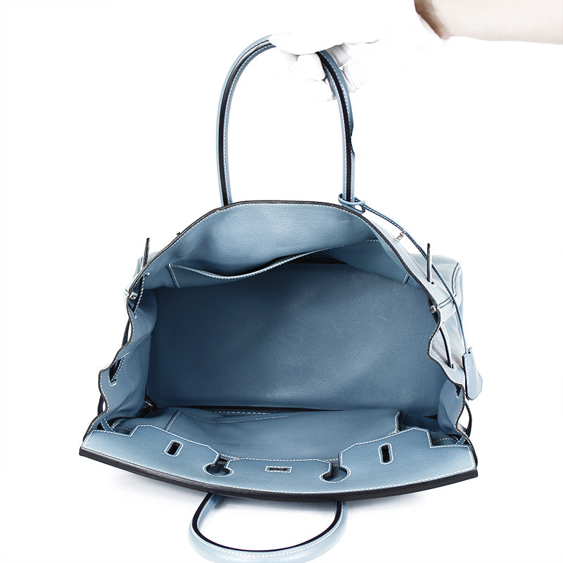 Hermes Blue Jean Epsom Leather 35cm Birkin Bag with Palladium Hardware