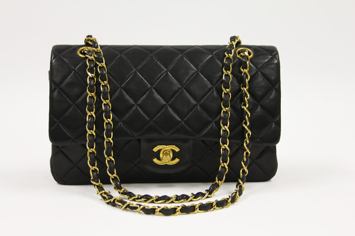Chanel classic large black quilted lambskin double flap