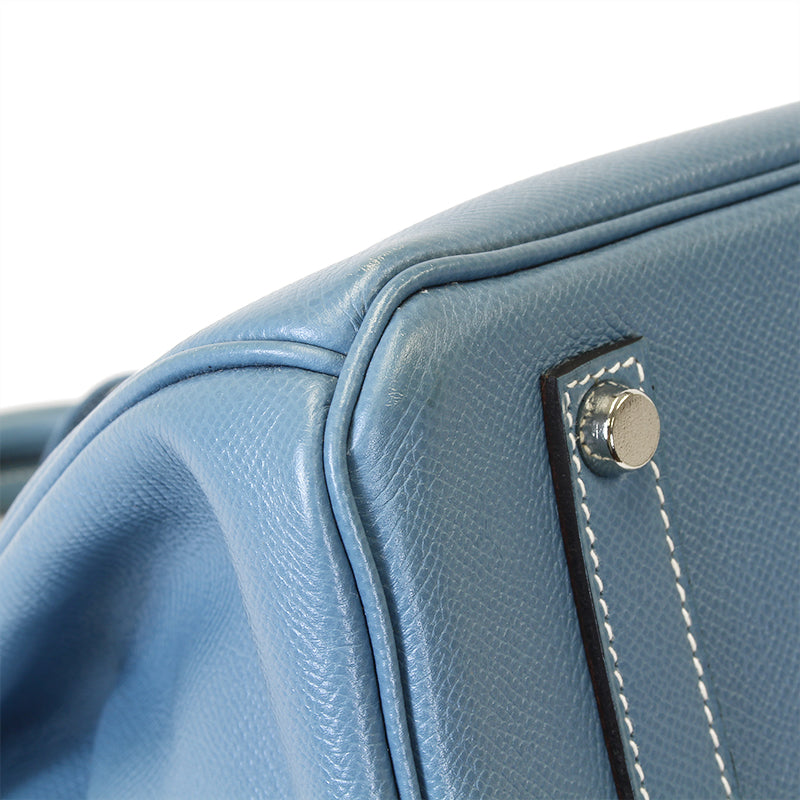 Hermes Blue Jean Epsom Leather 35cm Birkin Bag with Palladium Hardware