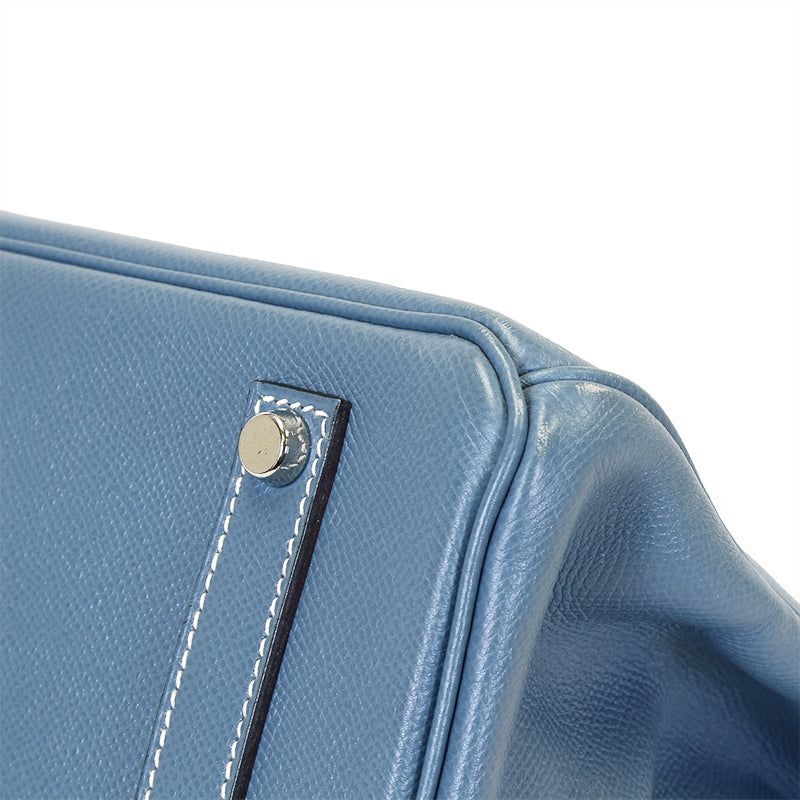 Hermes Blue Jean Epsom Leather 35cm Birkin Bag with Palladium Hardware