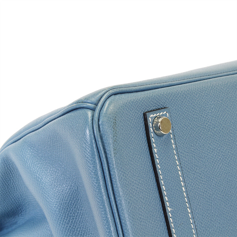Hermes Blue Jean Epsom Leather 35cm Birkin Bag with Palladium Hardware