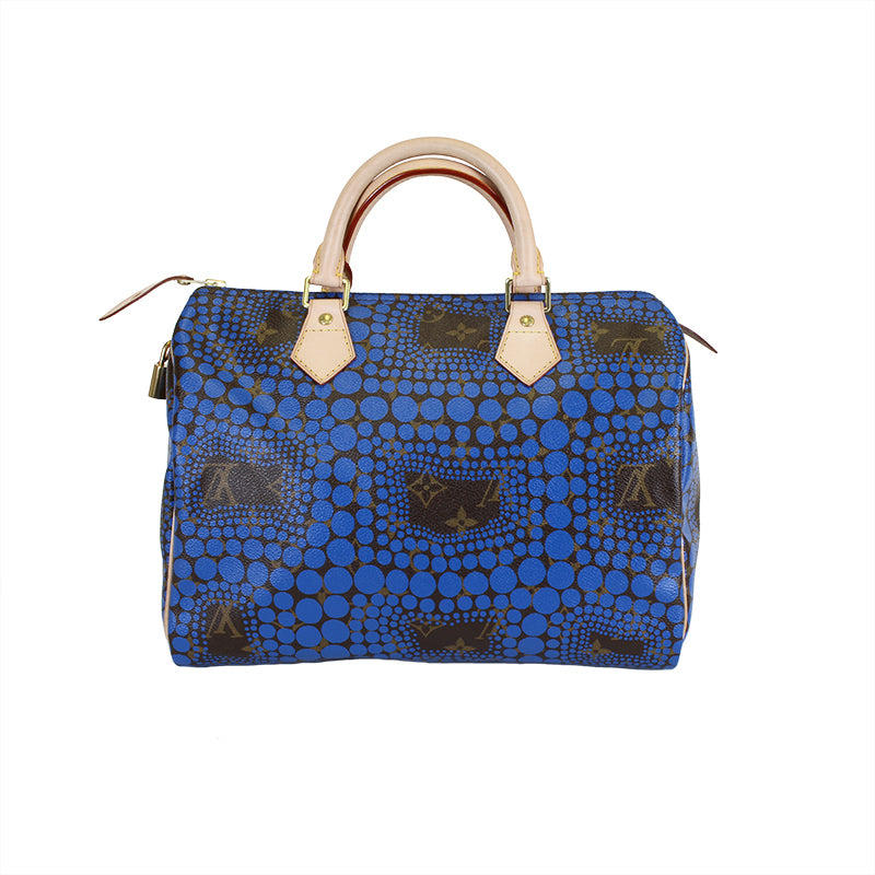 Louis Vuitton Limited Edition Yayoi Kusama Blue Monogram Town Speedy 30 Bag