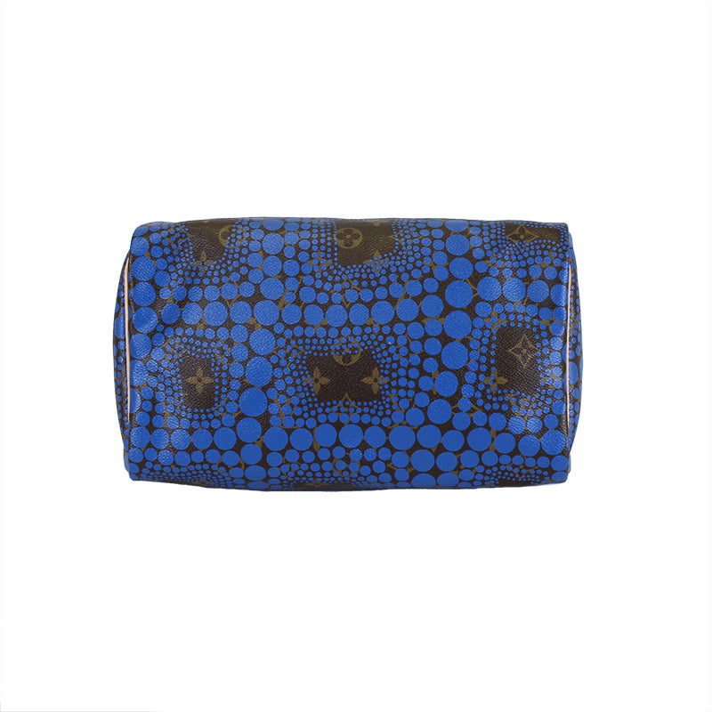 Louis Vuitton Limited Edition Yayoi Kusama Blue Monogram Town Speedy 30 Bag