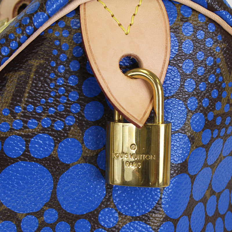 Louis Vuitton Limited Edition Yayoi Kusama Blue Monogram Town Speedy 30 Bag