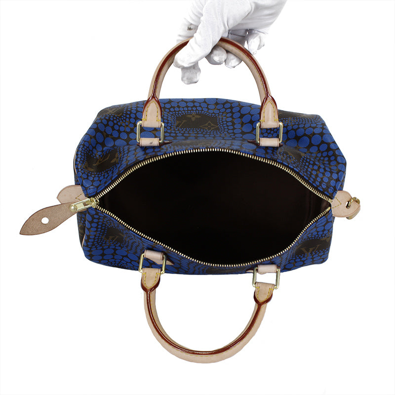 Louis Vuitton Limited Edition Yayoi Kusama Blue Monogram Town Speedy 30 Bag