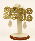 Chanel Gold Tone And Faux Pearl  Barbaric Style Sculpted Ear Clips