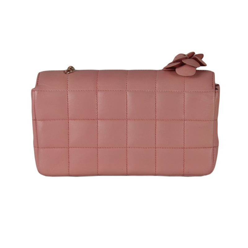 Chanel Pink Chocolate Bar Camellia Flap Bag
