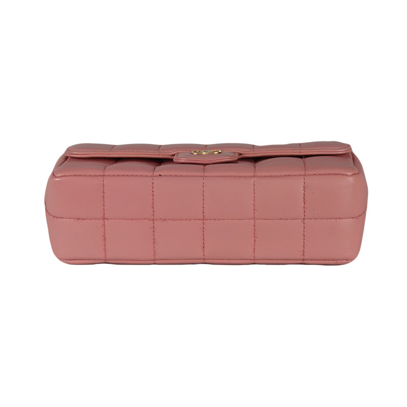 Chanel Pink Chocolate Bar Camellia Flap Bag