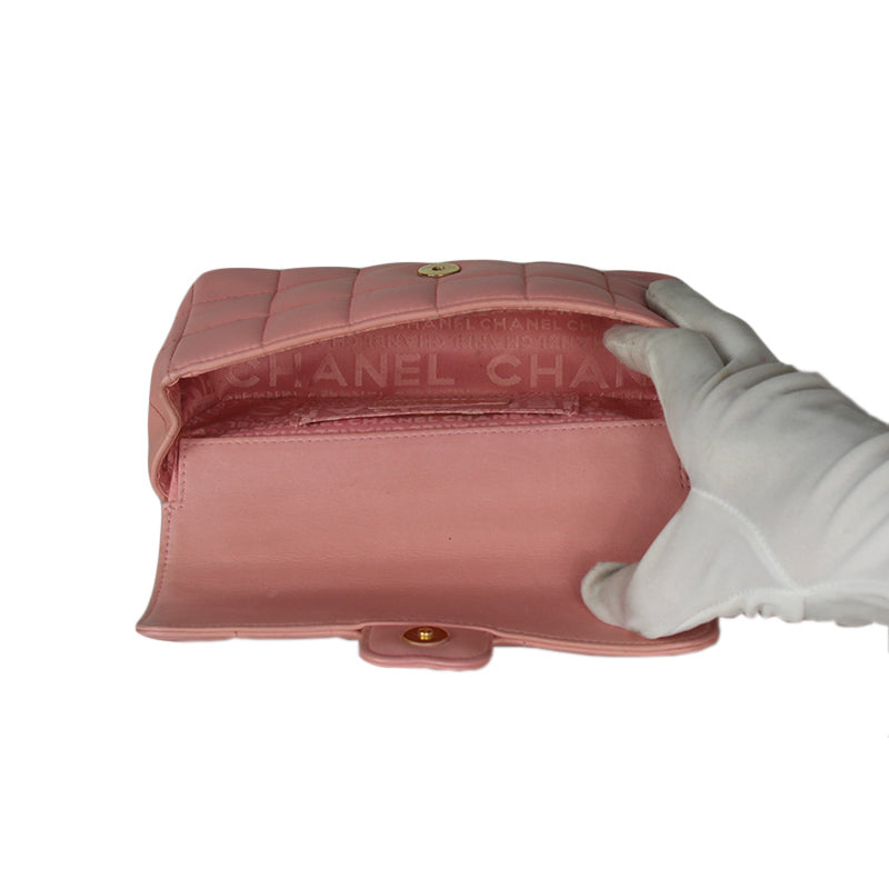 Chanel Pink Chocolate Bar Camellia Flap Bag