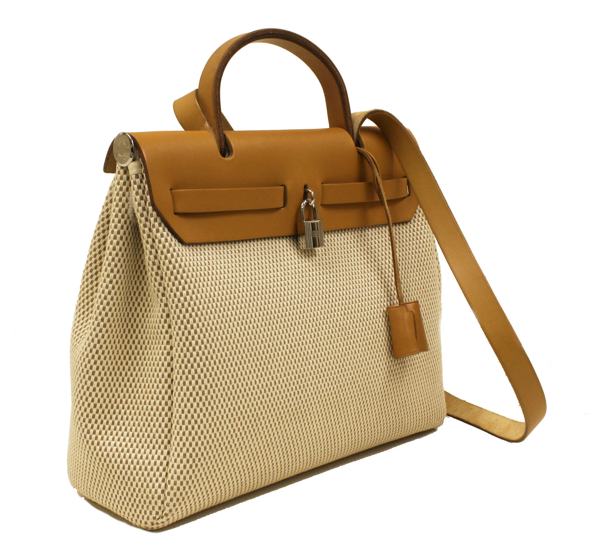 Hermès Toile and Black Canvas Herbag 2 In 1 Handbag