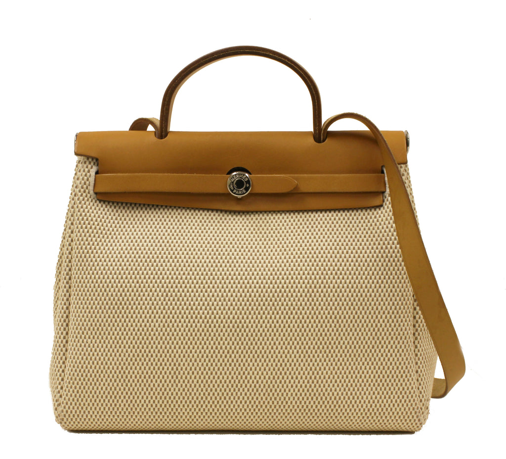 Hermès Toile and Black Canvas Herbag 2 In 1 Handbag