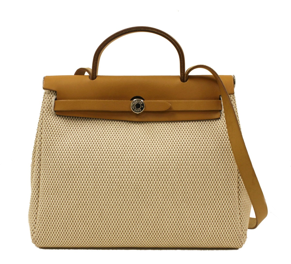 Hermès Toile and Black Canvas Herbag 2 In 1 Handbag