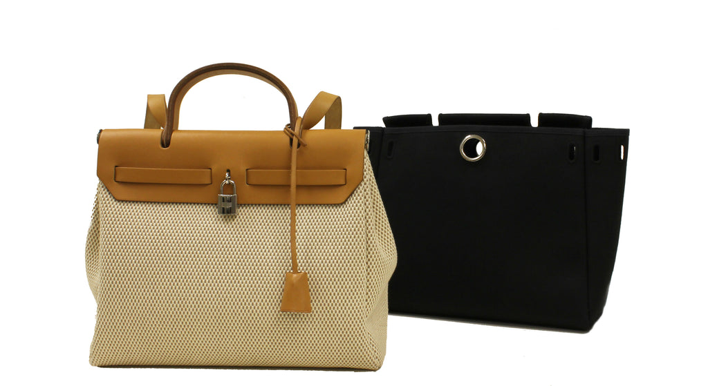 Hermès Toile and Black Canvas Herbag 2 In 1 Handbag
