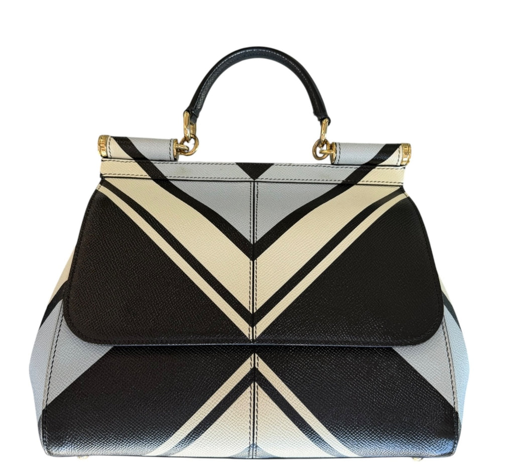 Dolce & Gabbana Miss Sicily Striped Top Handle & Strap