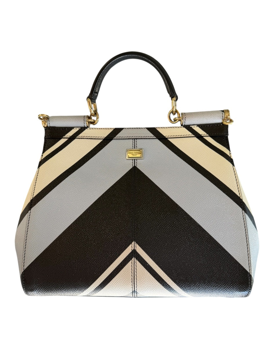 Dolce & Gabbana Miss Sicily Striped Top Handle & Strap
