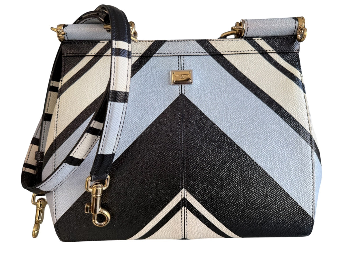 Dolce & Gabbana Miss Sicily Striped Top Handle & Strap