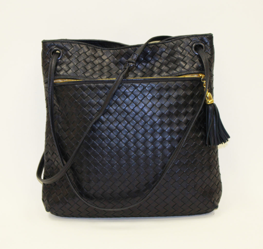 Bottega Veneta Navy Leather Shoulder Bag