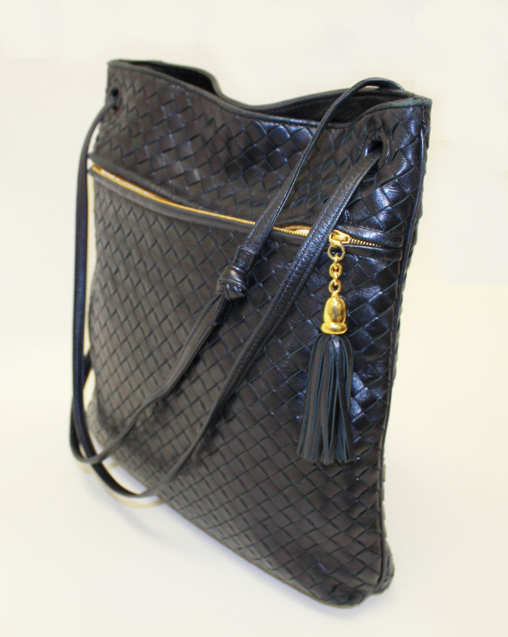 Bottega Veneta Navy Leather Shoulder Bag