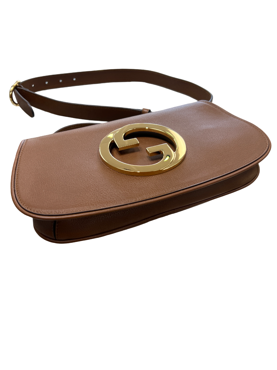 Gucci Brown Leather Roxy Interlocking GG Blondie Bag