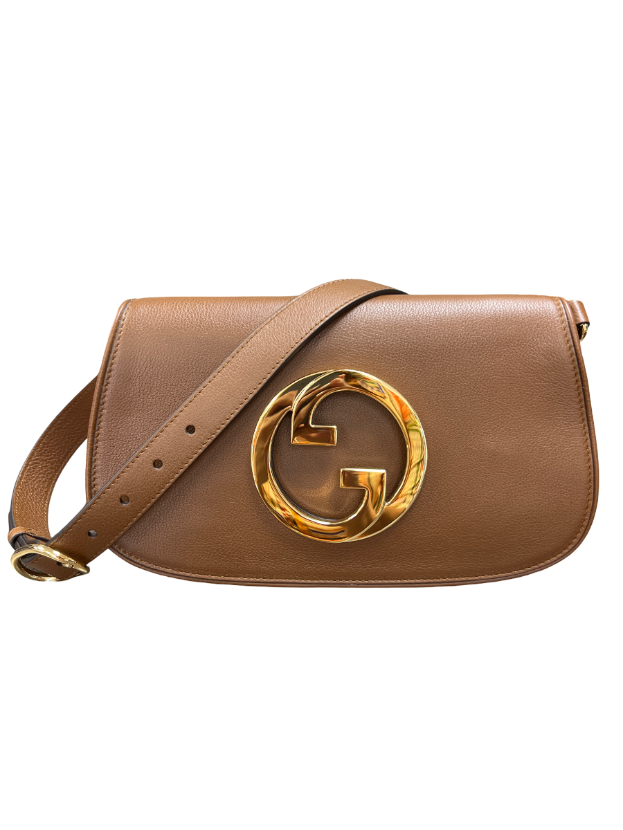 Gucci Brown Leather Roxy Interlocking GG Blondie Bag