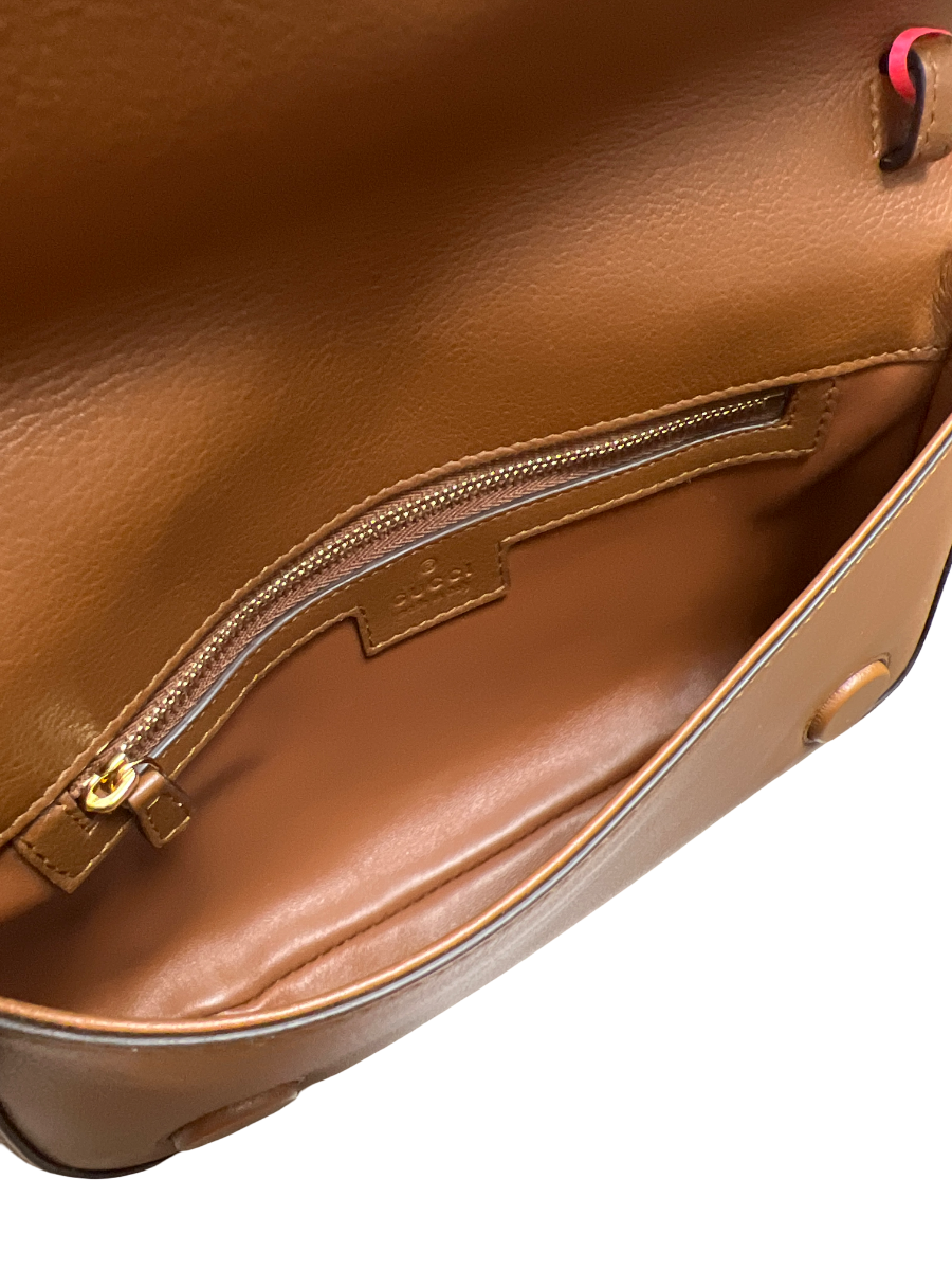 Gucci Brown Leather Roxy Interlocking GG Blondie Bag