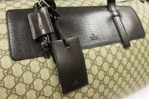 Apricot Gucci Monogram GG Large Duffle Travel Bag