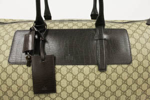 Apricot Gucci Monogram GG Large Duffle Travel Bag