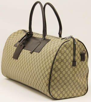 Apricot Gucci Monogram GG Large Duffle Travel Bag
