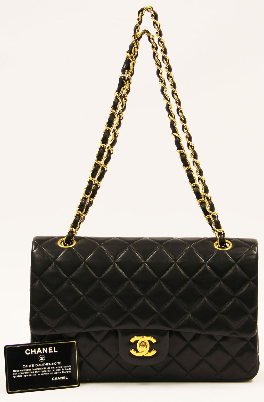 Chanel classic large black quilted lambskin double flap