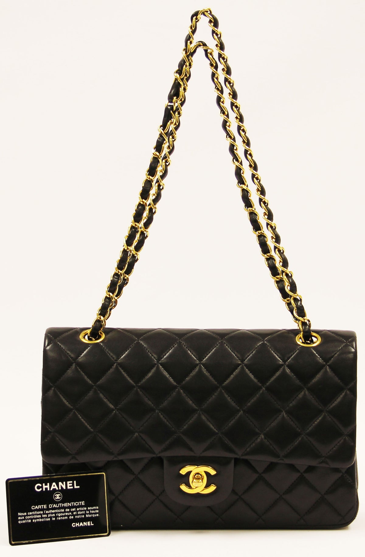 Chanel classic large black quilted lambskin double flap