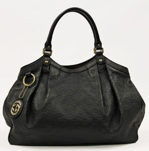 Gucci Black Leather Guccissima XL Handbag.