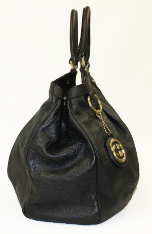 Gucci Black Leather Guccissima XL Handbag.